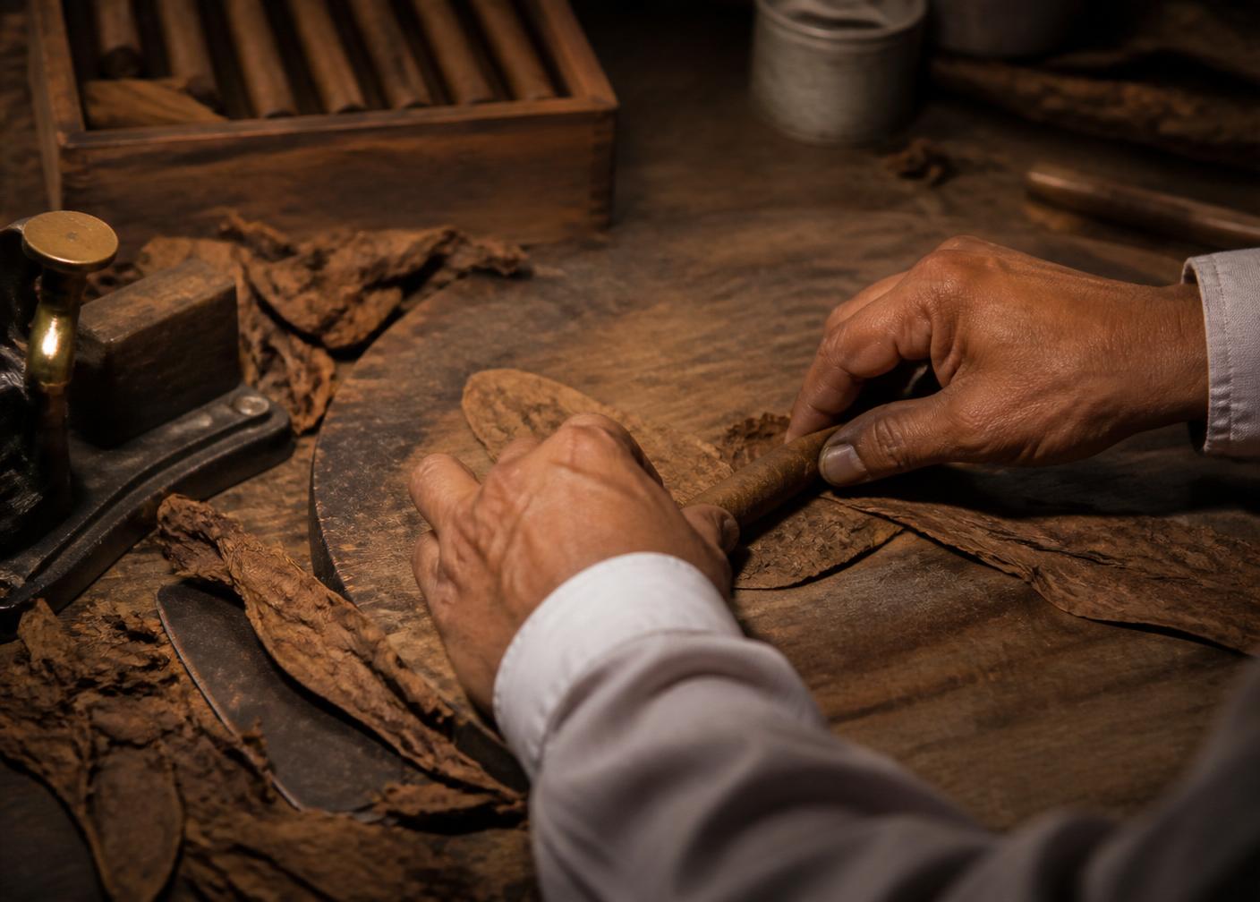 A master torcedor rolling a cigar